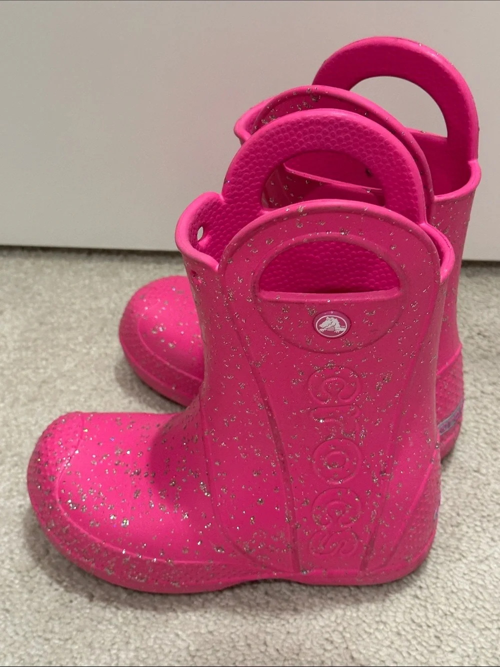 CROCS Kids Hot Pink Glitter Waterproof Pull-On Boots